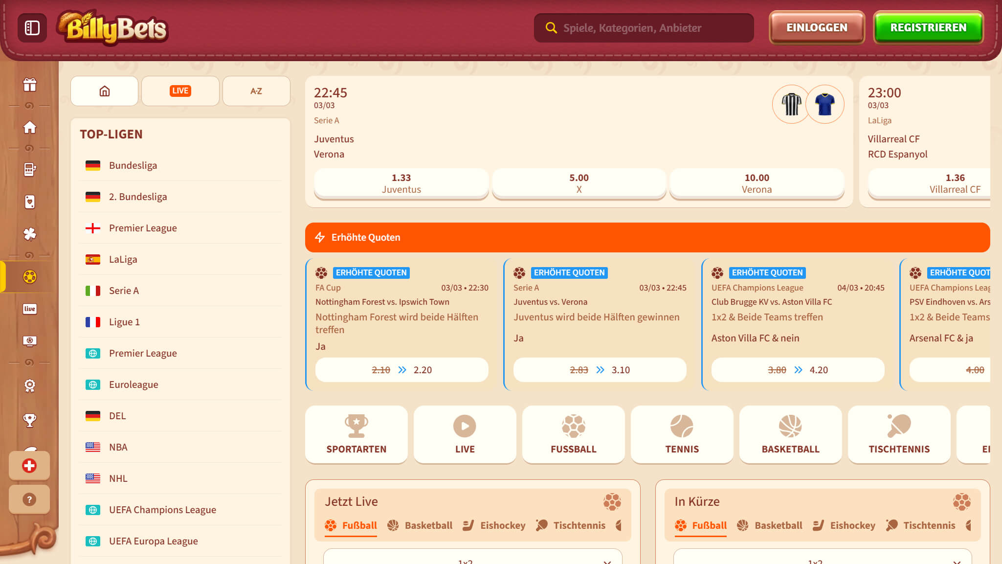BillyBets Bookmaker - Sport Betting in Switzerland