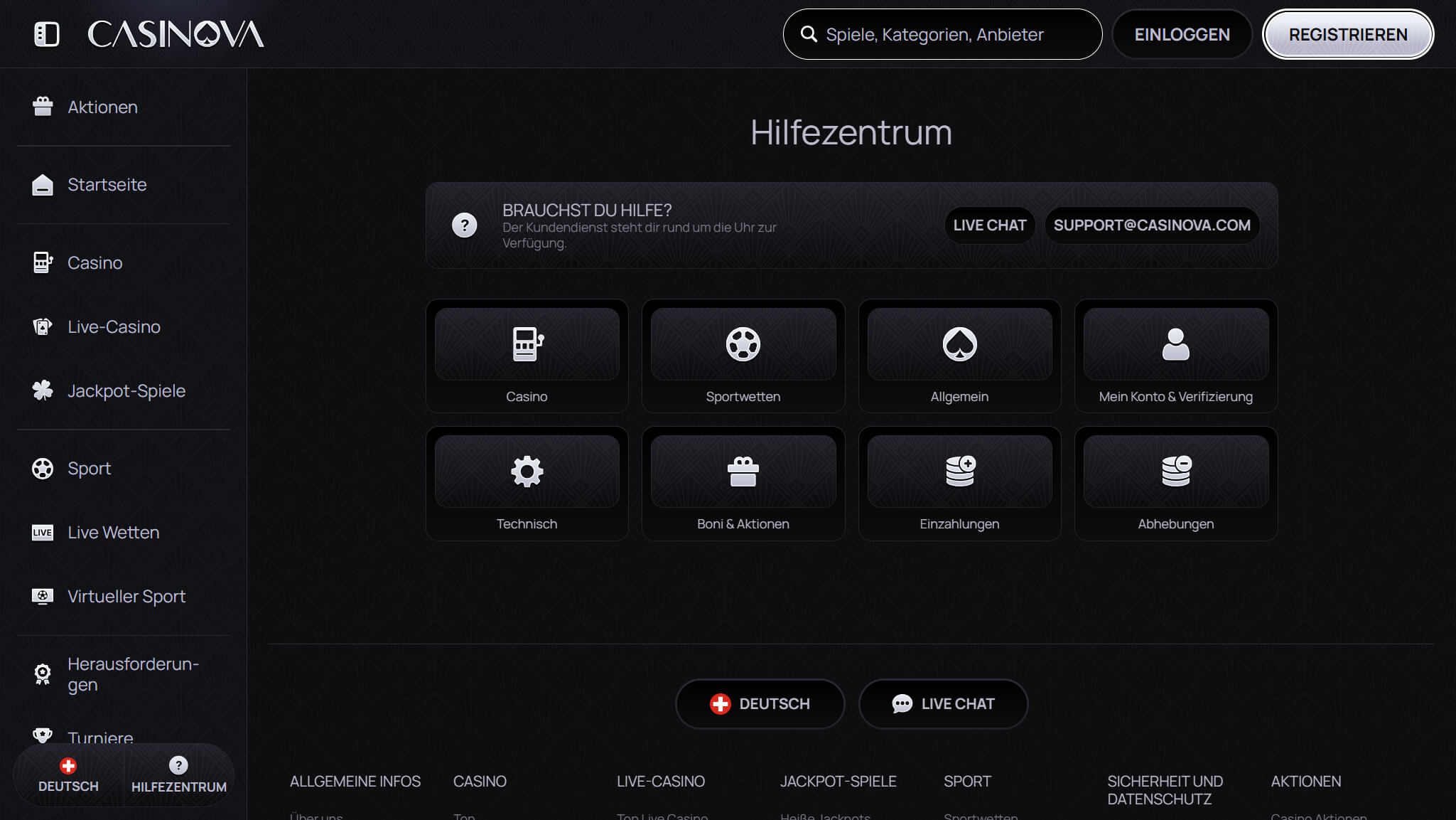 Casinova - Support Switzerland
