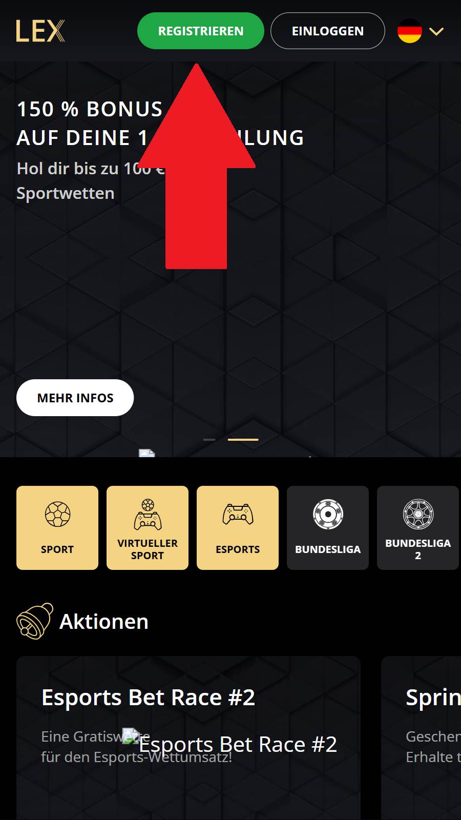 Registrierung beginnen: