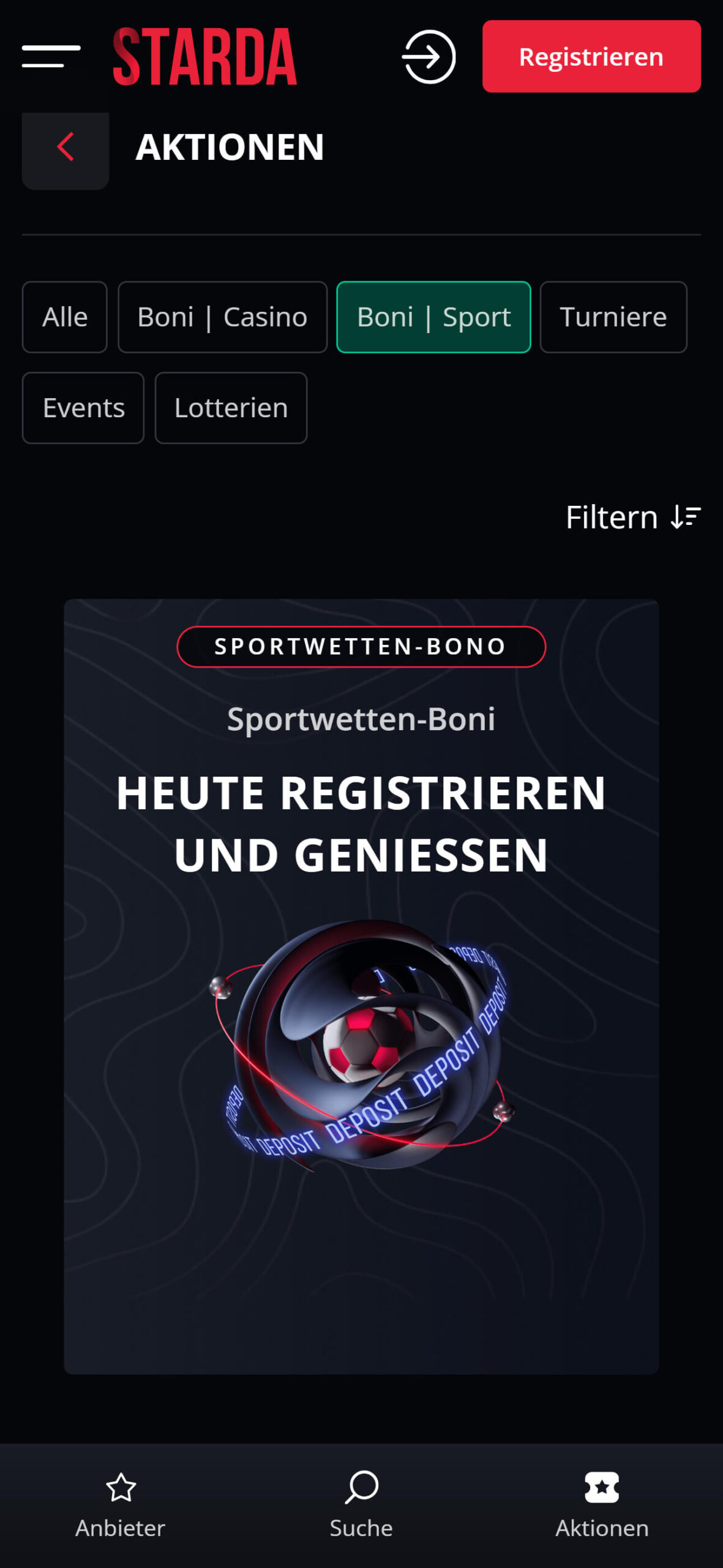 Starda Bookmaker Sport Betting Bonuses in Switzerland (mobile screen)