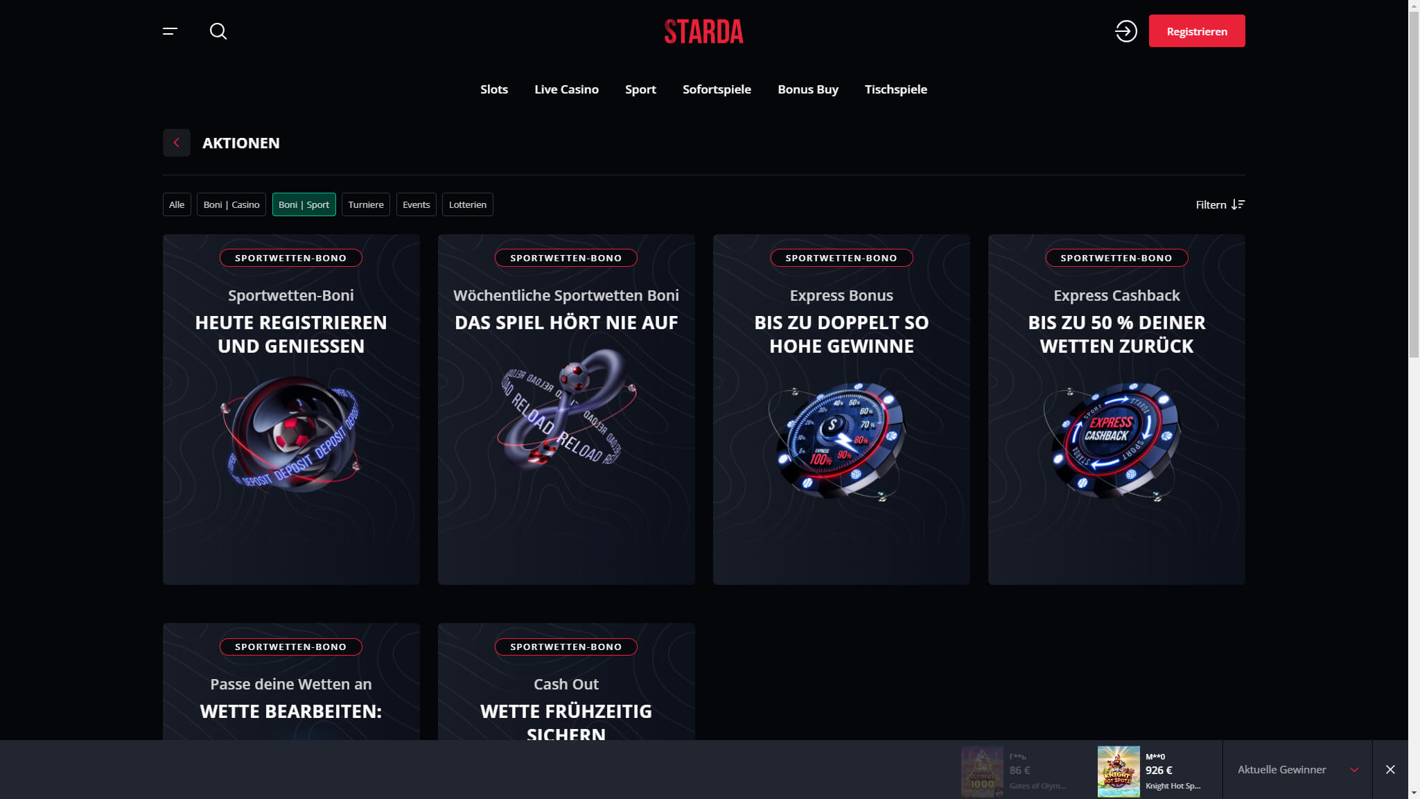 Starda Bookmaker Sport Betting Bonuses in Switzerland