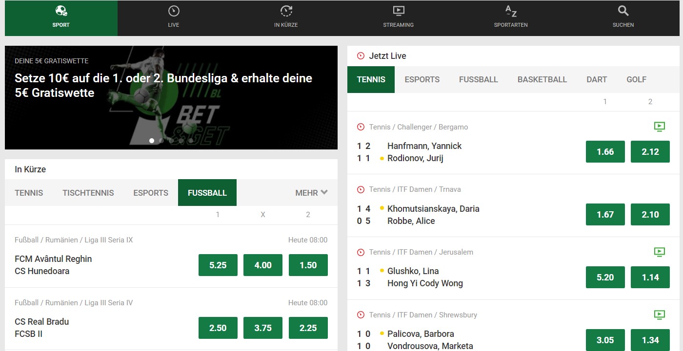 Unibet dashboard