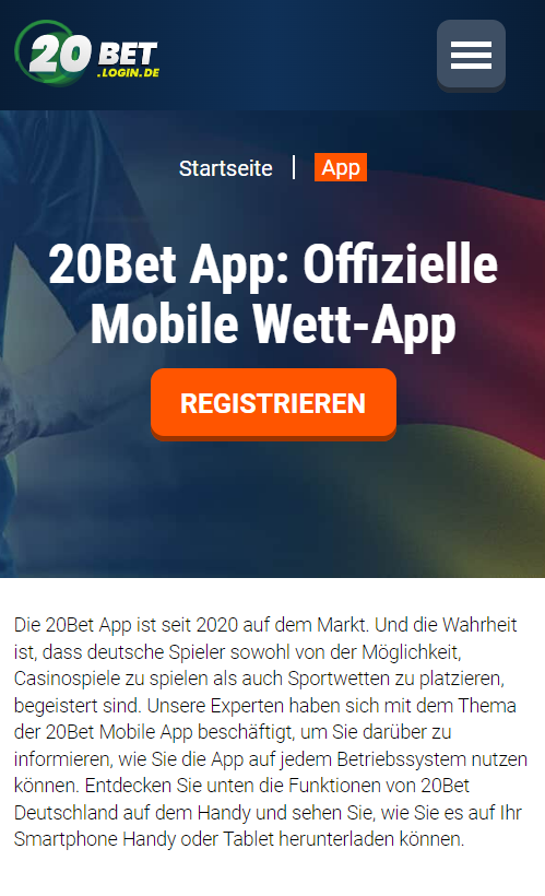 Wetten auf 20bet app