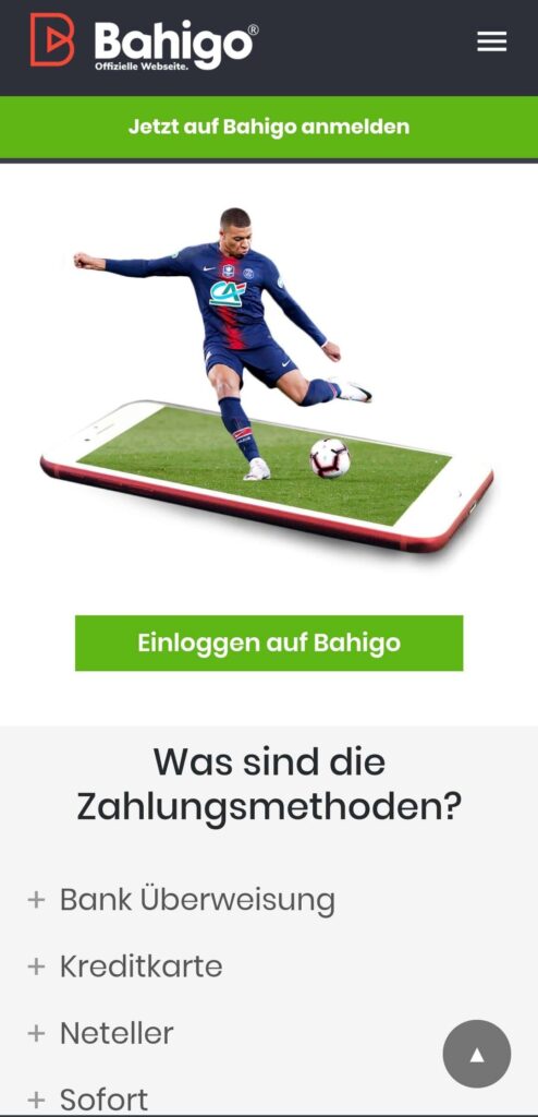 Bahigo App Zahlungsmethoden